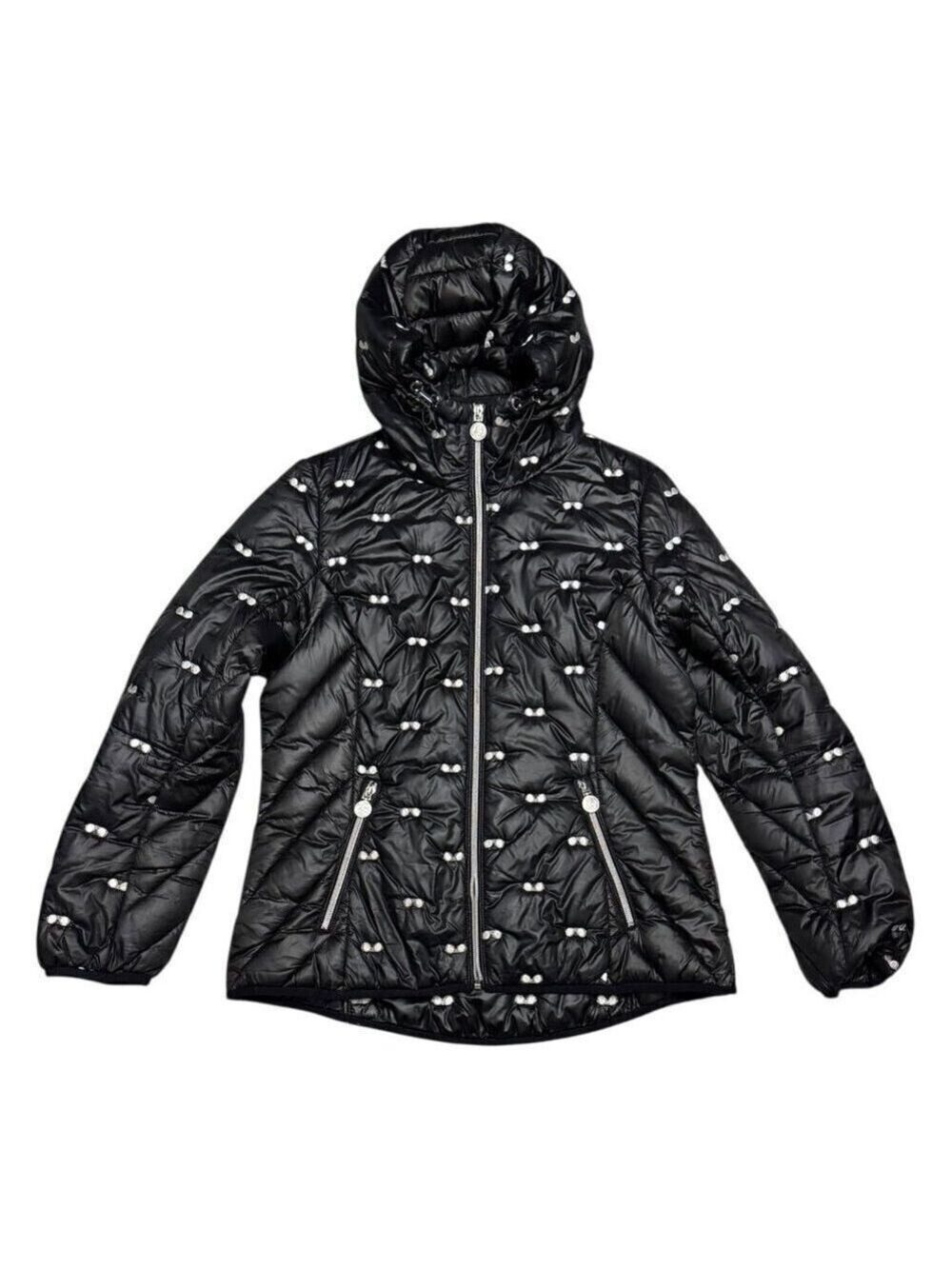 KARL LAGERFELD Winter Puffer Parka Sunglasses Black Jacket Coat Womens Medium